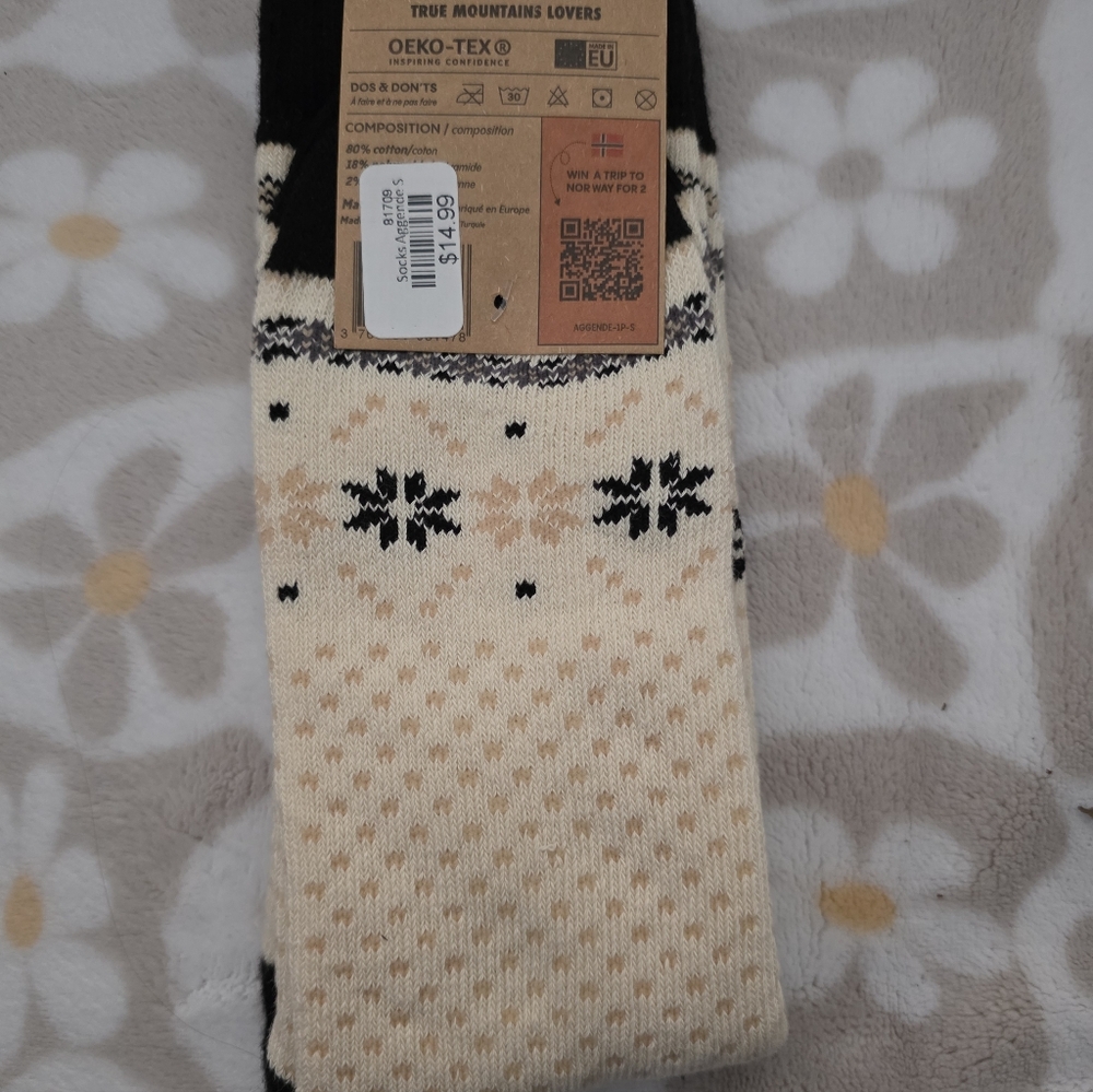 Cream and Black Socks